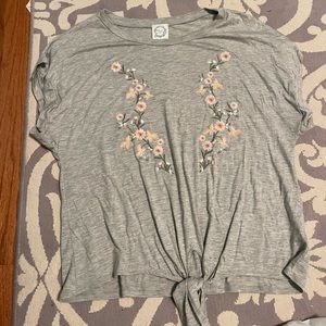 Grey flowered shirt